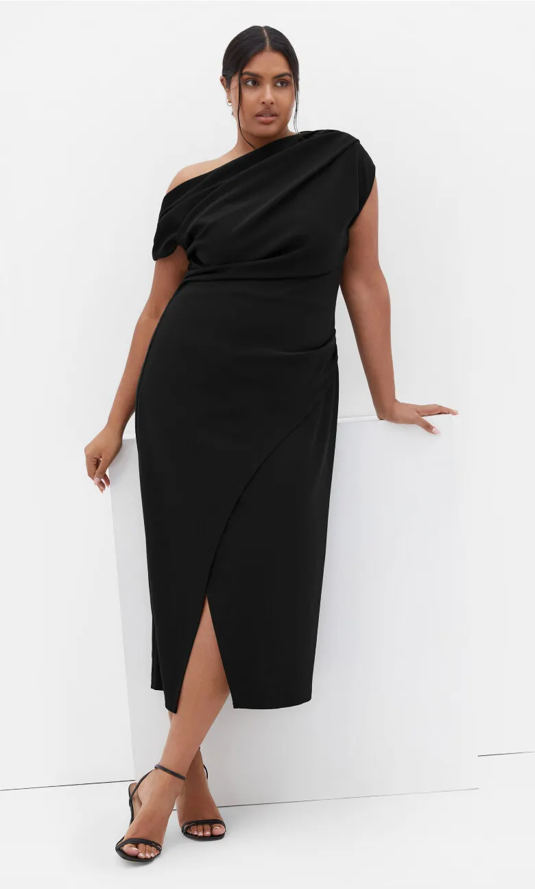 Sassy Off Shoulder Dress - black