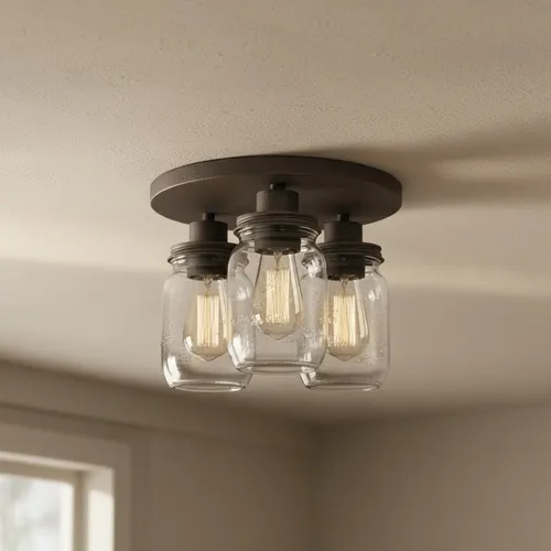 Patriot Lighting® Wheland Matte Black 3-Light Semi-Flush Mount Ceiling Light