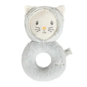 Hochet en sherpa tête de chat - Gris