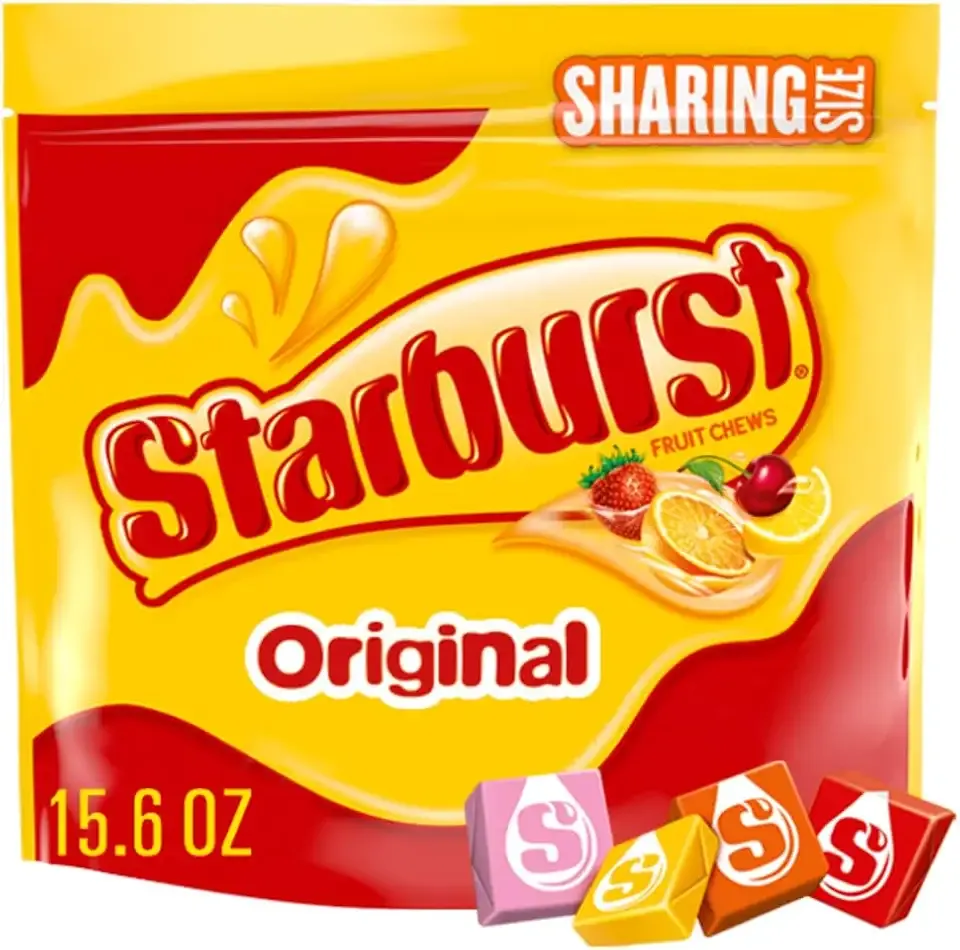 STARBURST Chewy Candy, Sharing Size, Individually Wrapped Fruit Chews Candy, 15.6 oz Resealable Bag