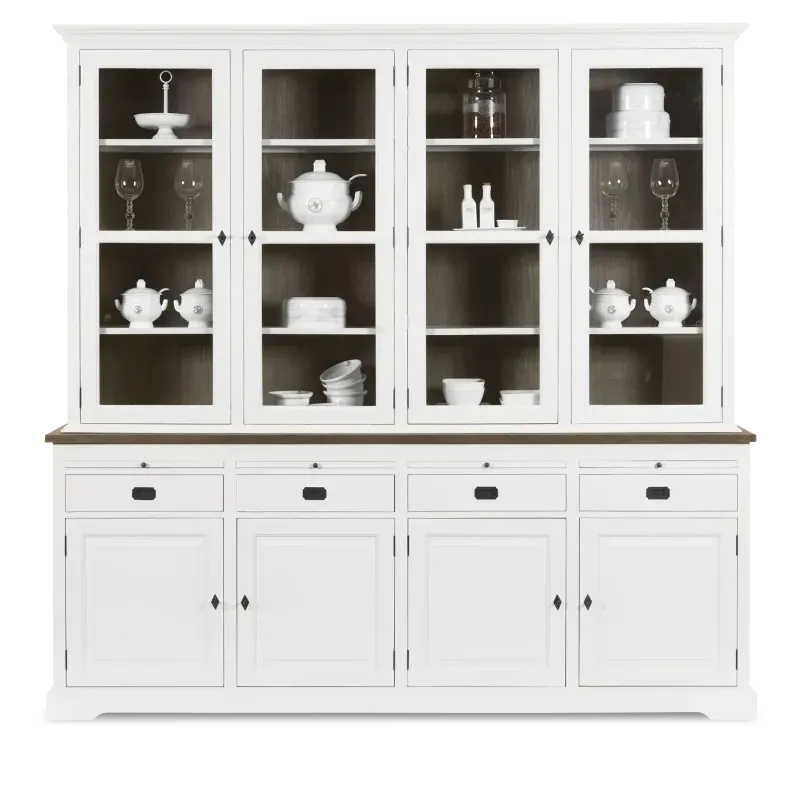 Vitrinekast (4 deuren) Lakewood - Clear/Mindi Donkerbruin