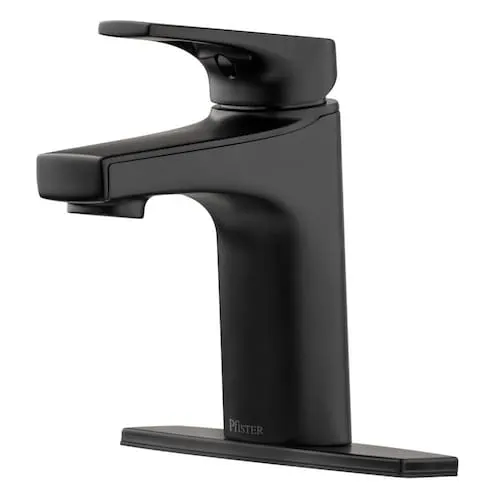 Ferris Single Handle 4-inch Centerset/Single Hole Bathroom Faucet/Vanity Tap in Black (Drain & Deckplate Incl.)