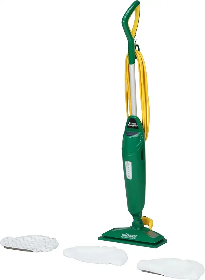 Bissell Commercial-BGST1566 Steam Mop Power Steamer, 12.5" wide, comes with Two soft pads for every day and one scrubby pad for heavy messes,Green