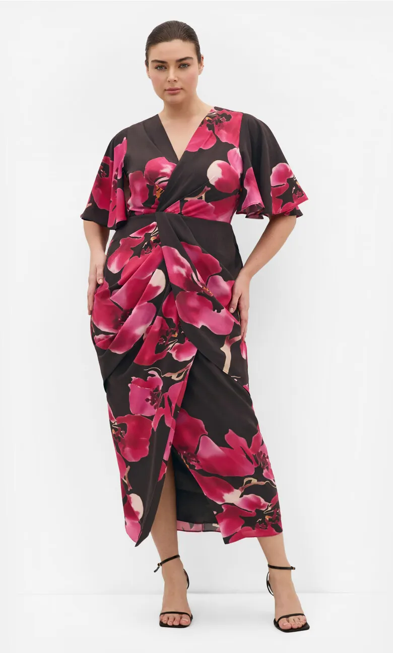 Braelynn Fleur Print Maxi Dress - dark chocolate