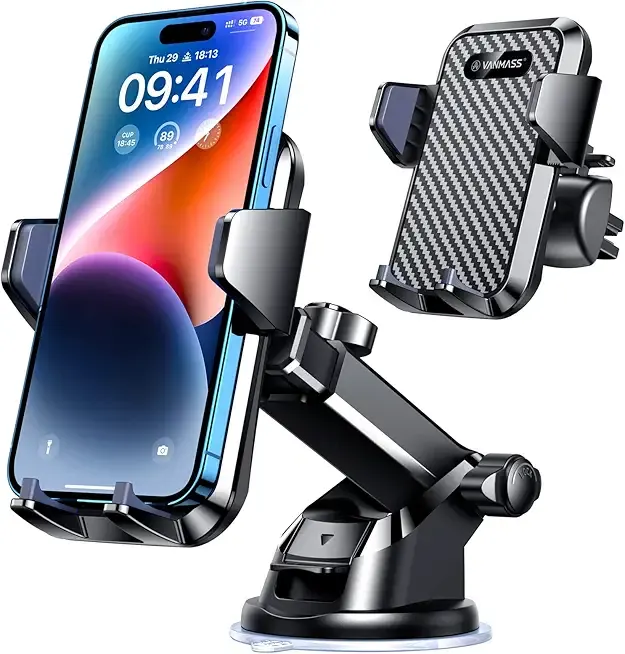 VANMASS 【85+LBS Strongest Suction & Military-Grade Ultimate Car Phone Mount【Patent & Safety Certs】 Cell Phone Holder Truck Desk Mount for Dashboard Windshield Vent for iPhone 17 Pro Max 16 15 Samsung