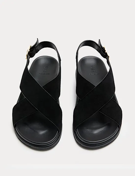 Suede Crossover Footbed Sandals