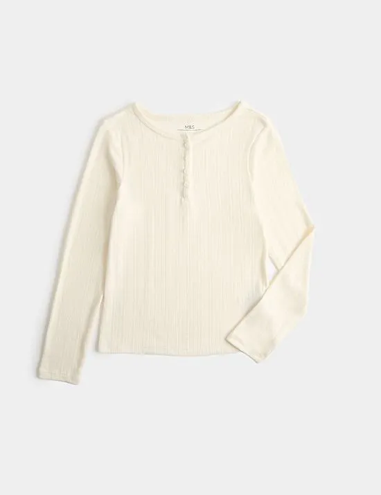 Long Sleeve Button Up Pyjama Top (6-16 Yrs)