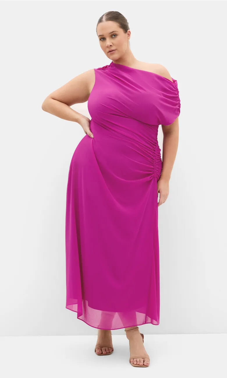 Vivid Colour Maxi Dress - magenta