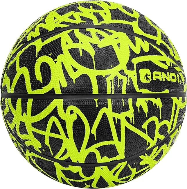 AND1 Fantom Graffiti Rubber Basketball - Streetball for Indoor and Outdoor Use, Deep Channel Construction and Durability