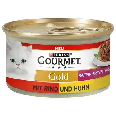 Gourmet Gold 2x 12 x 85 g / 24 x 85 g : 50 % de remise sur le 2ème paquet ! Ragoût raffiné - Duo : bœuf, poulet (2 x 12 x 85 g)