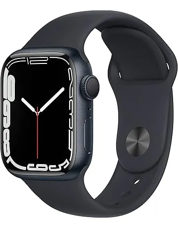 Apple Watch Series 7 (GPS, 41mm) Midnight Aluminum Case with Midnight Sport Band, Regular (Renewed)
