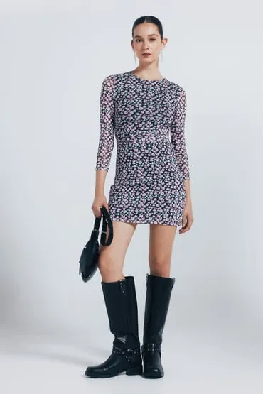 Vestido corto tubo estampado