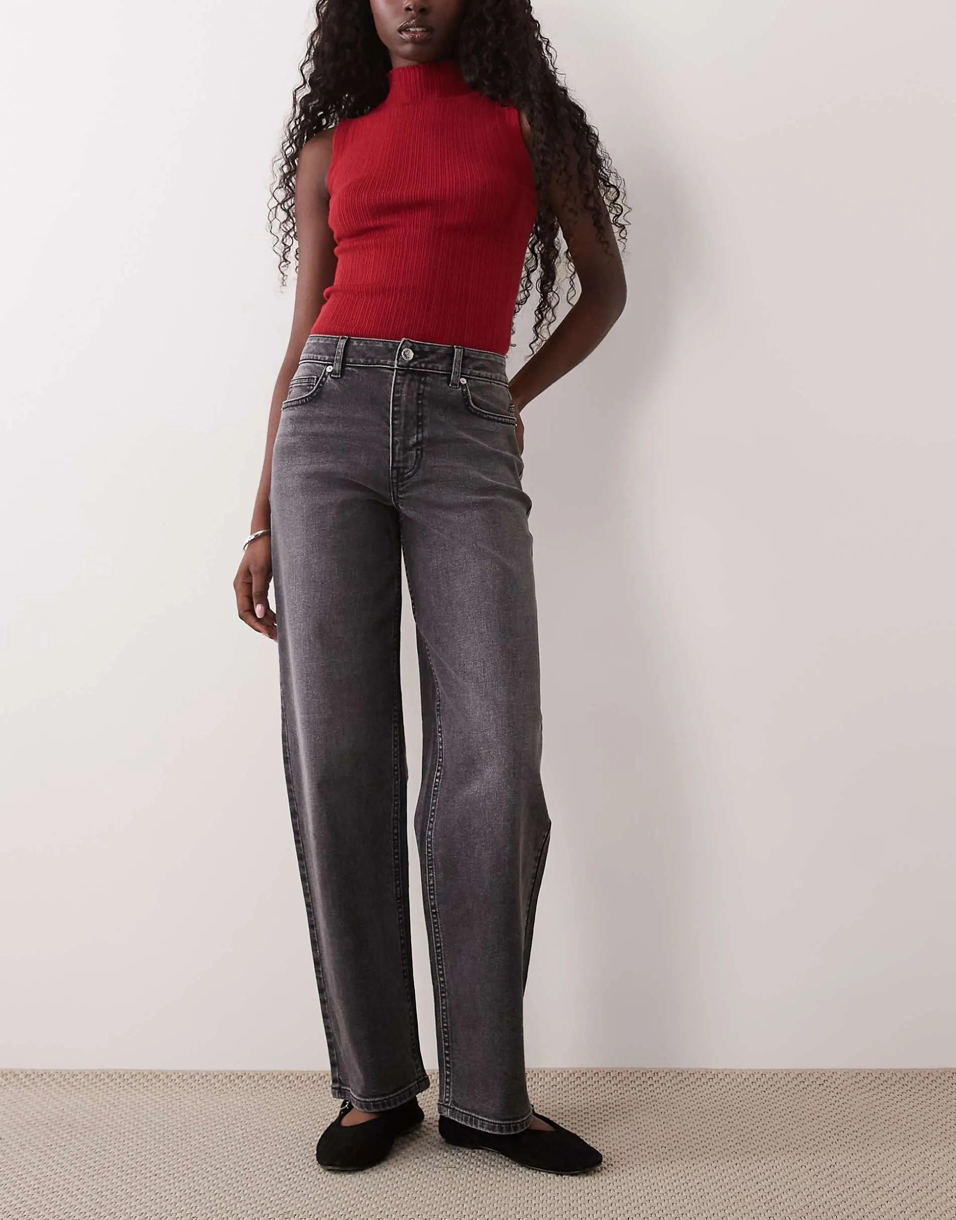 Miss Selfridge straight leg jeans in charcoal