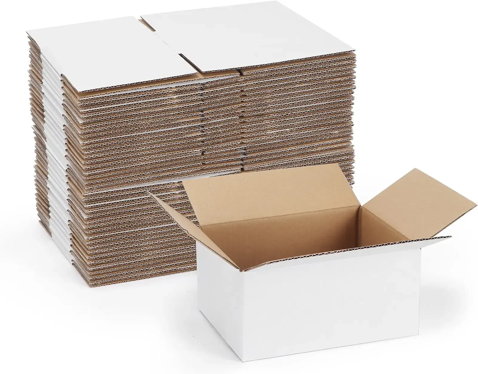 40 Pack Small Shipping Boxes 8x6x4 Inches, White Corrugated Cardboard Mailing Box for Shipping, Packing, Business