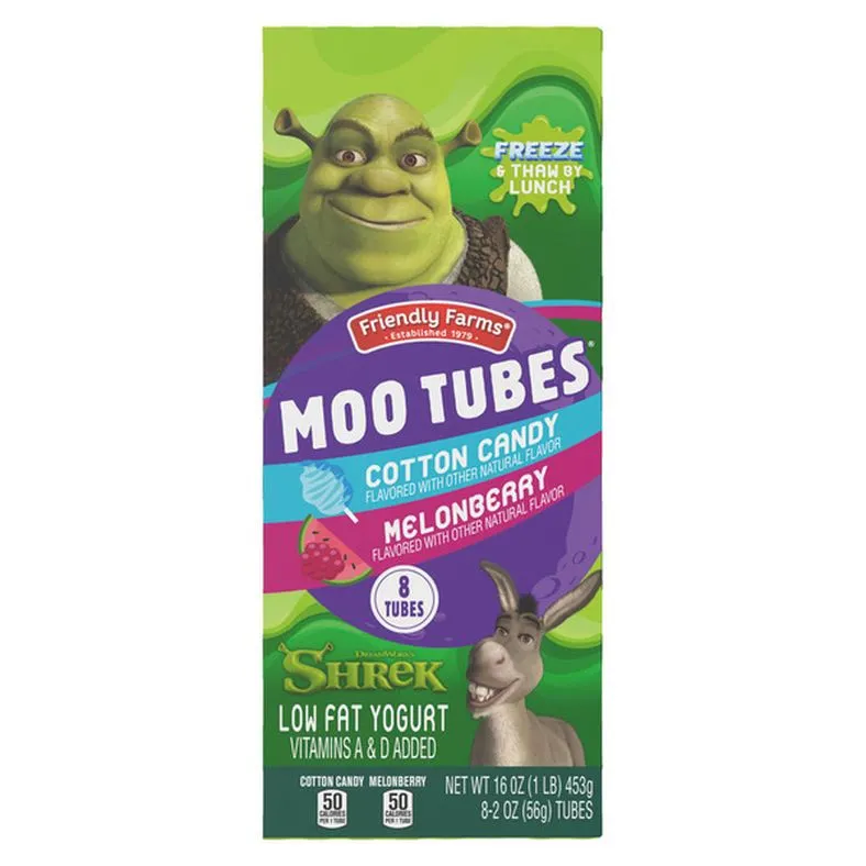 Friendly Farms Cotton Candy & Melonberry Moo Tubles Lowfat Yogurt - 8 Pack