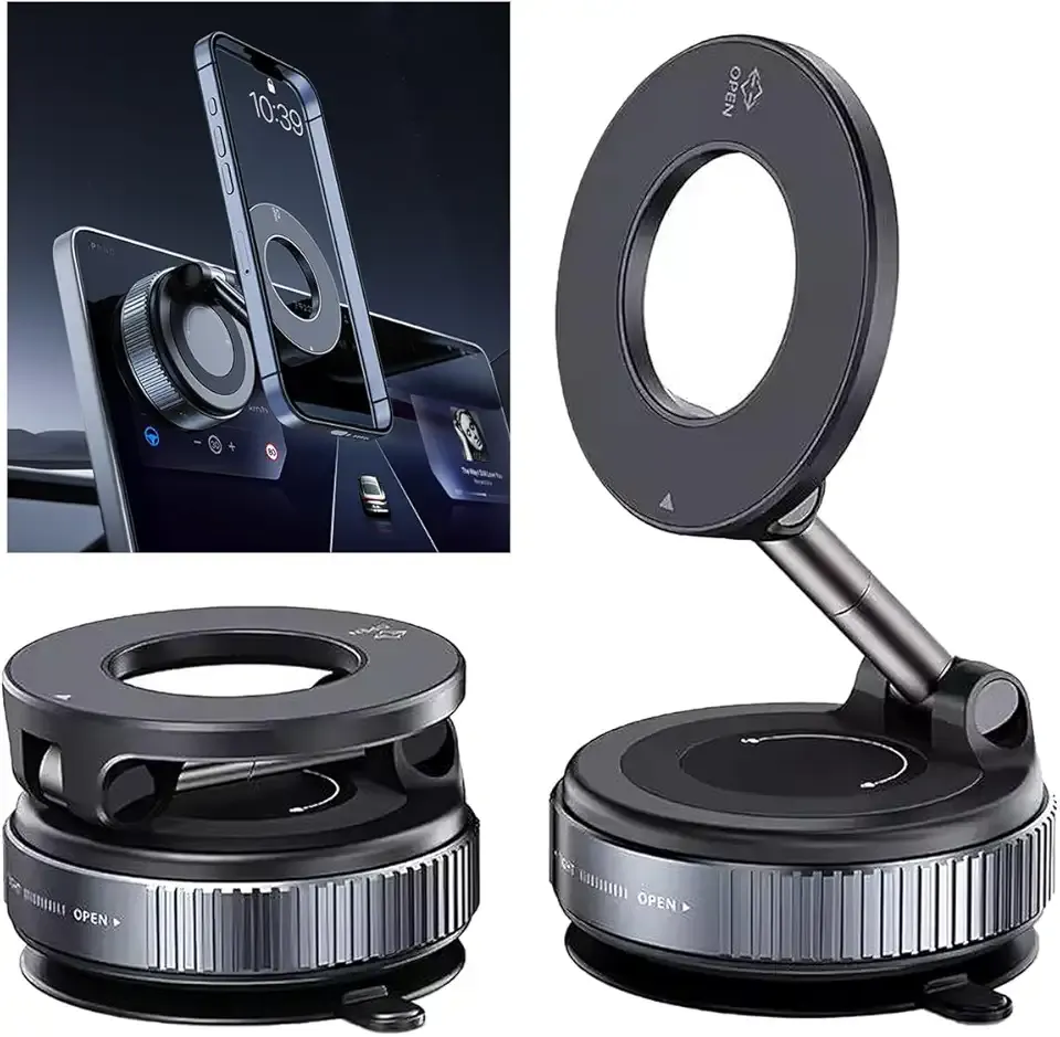 Phone Holders for Your car - 360° Adjustable Car Phone Holder for Magsafe Vacuum Suction Phone Mount with Washable Gel for iPhone 17 16 15 14 13 12