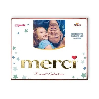 Merci | Liefste papa met eigen foto en tekst | 250g