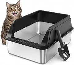 FURTIME Stainless Steel Litter Box with L…
