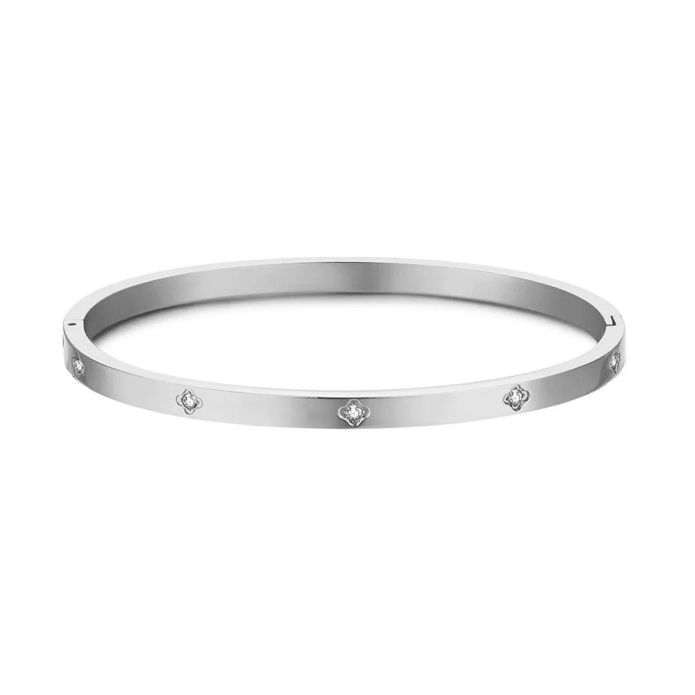 Armband in edelstaal, 5 zirkonia