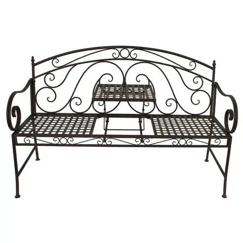 Gartenbank SAKET - schwarz - mit hochklappbarem Tisch