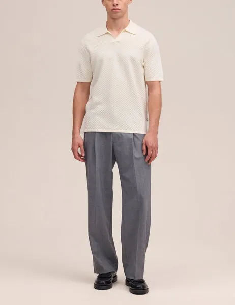 Paul Structured Knitted Polo 60016 Ivory