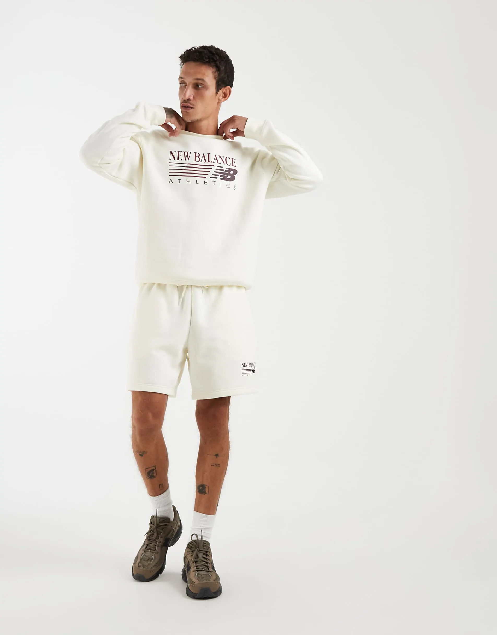 New Balance reimagined graphic fleece in off white