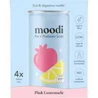 moodi pre + probiotic soda pink lemonade 4 pack 1000mL