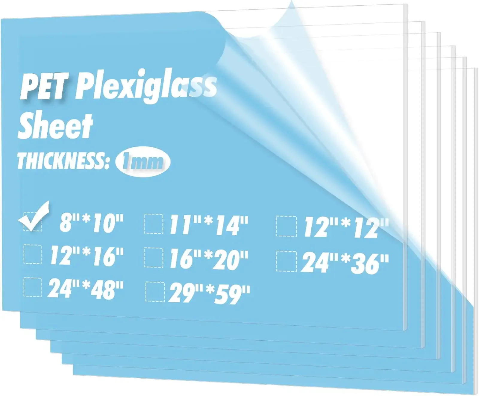 Art3d 5-Pack of 8×10" PET/Plexiglass Sheets, Transparent Clear Flexible Plastic Sheet Panels for Craft, Picture Frames, Sign Blank, DIY Display Project