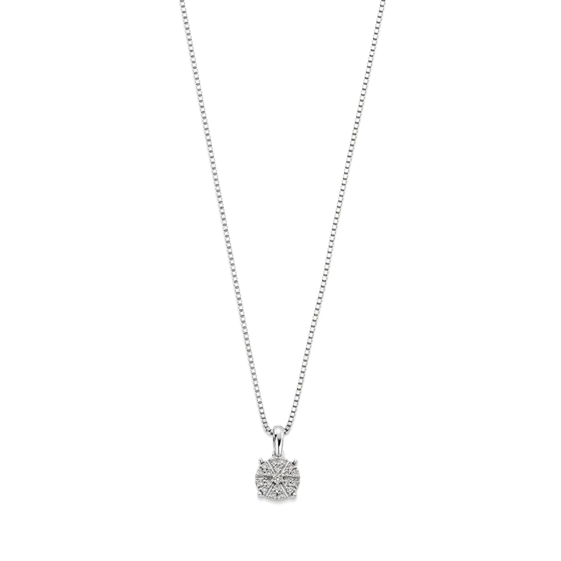 Elisabeth diamantsmykke i 375 hvitt gull 0,11 ct