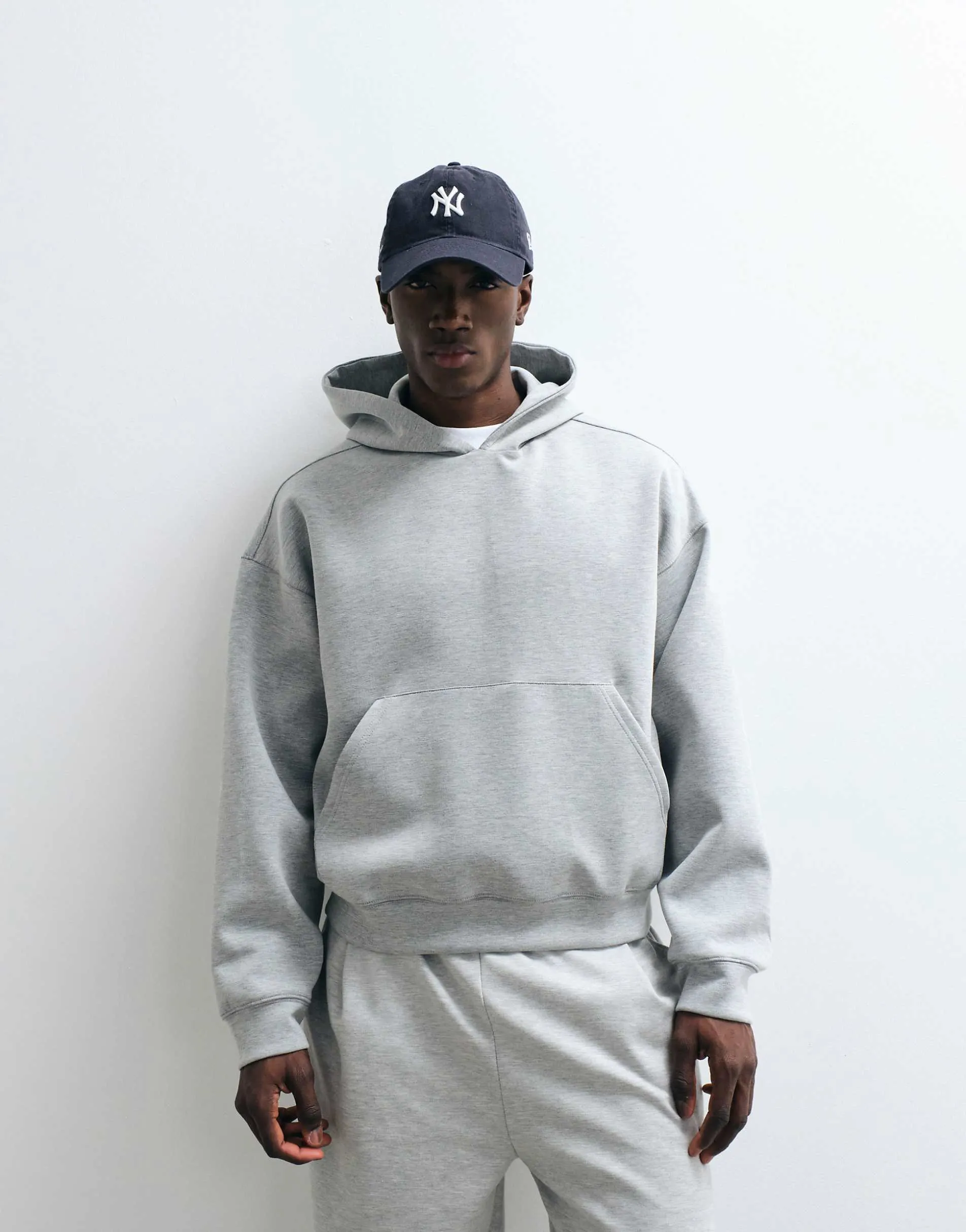 Cernucci boxy fit oversized hoodie in grey scuba-style fabric