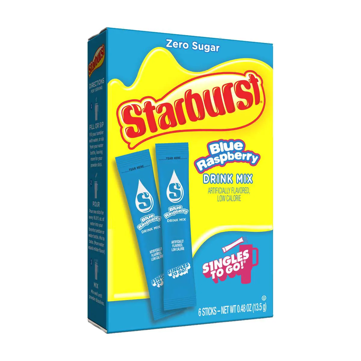 Starburst Drink Sticks, Blue Raspberry, 6 ct