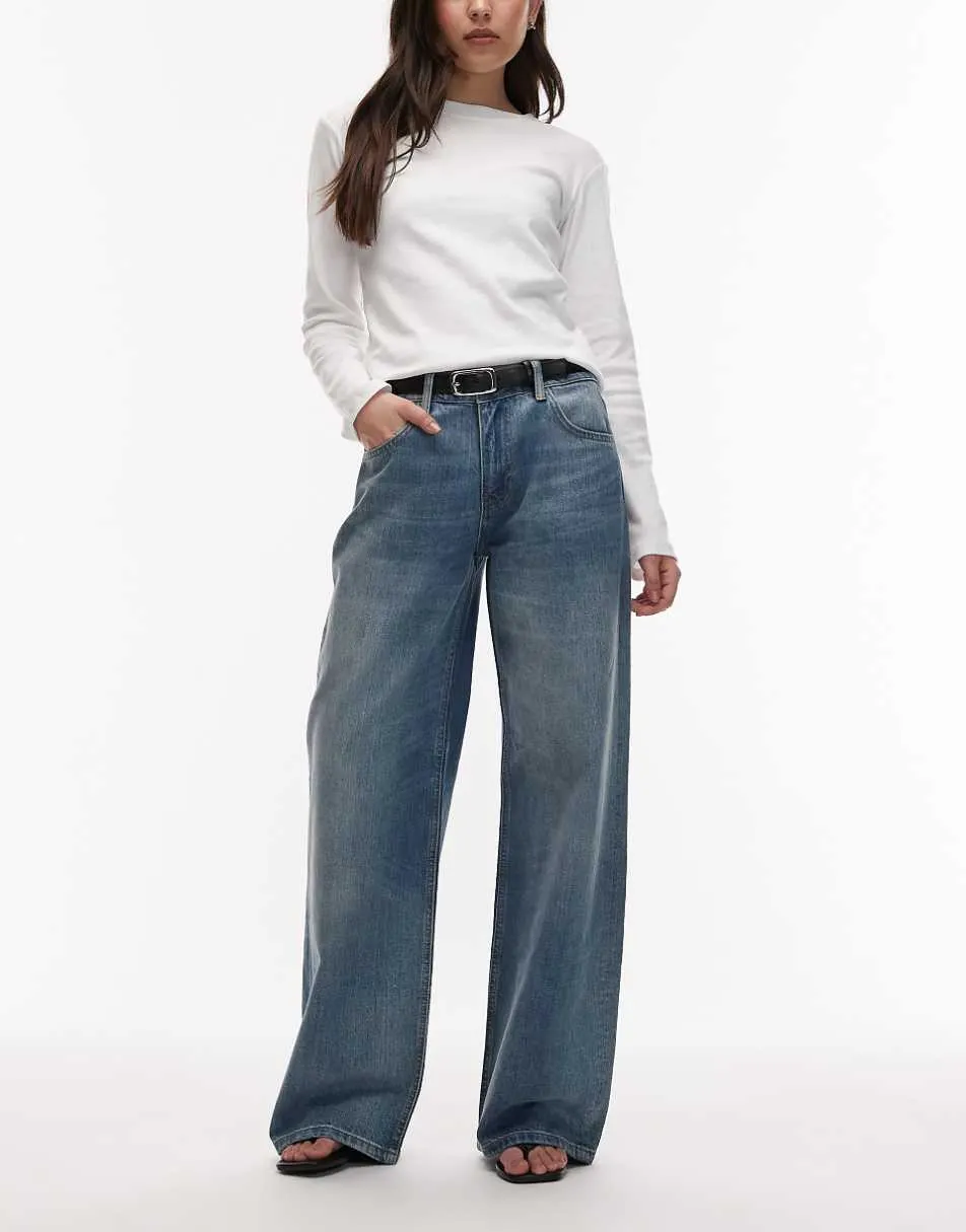 ASOS DESIGN low rise wide leg jean in light vintage wash