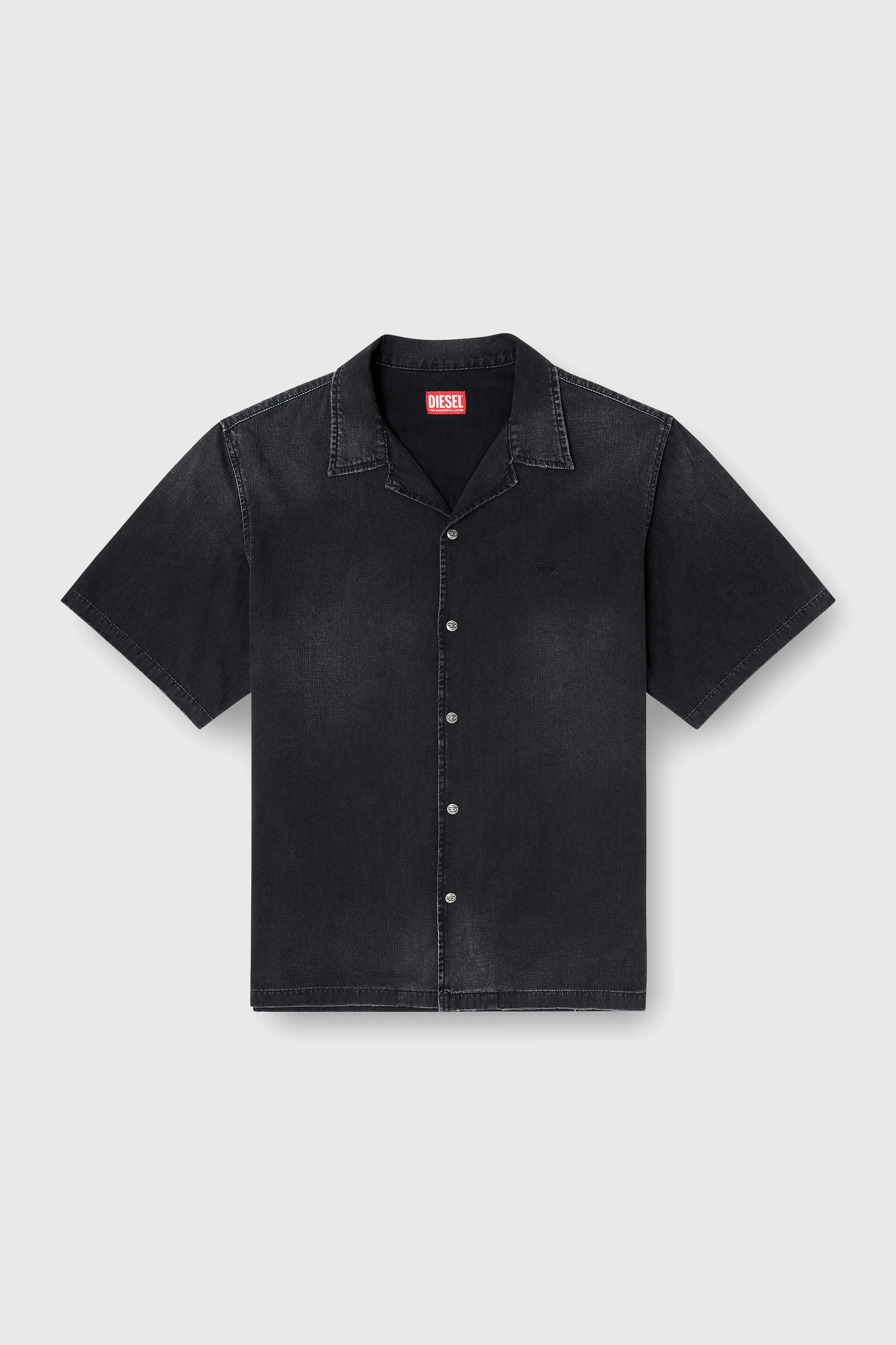 Denim short-sleeve shirt