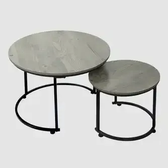 Levede Nesting Coffee Table 2Pc Set Grey
