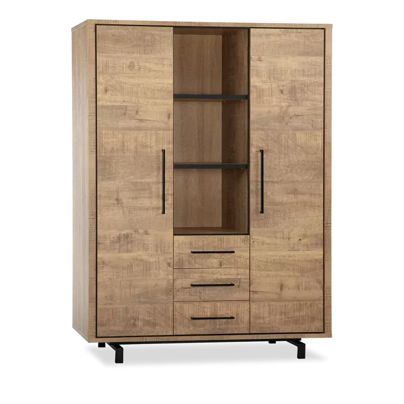 Wandkast Fairmont - 135 cm - Lamulux Mango - 2 deuren, 3 laden, 3 open vakken