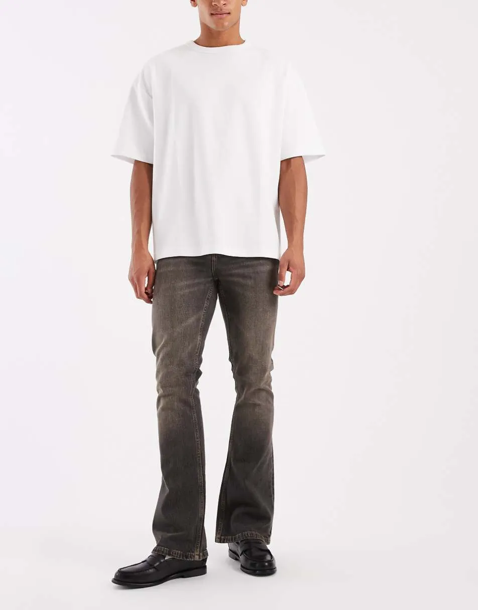 ASOS DESIGN flared jeans in washed brown