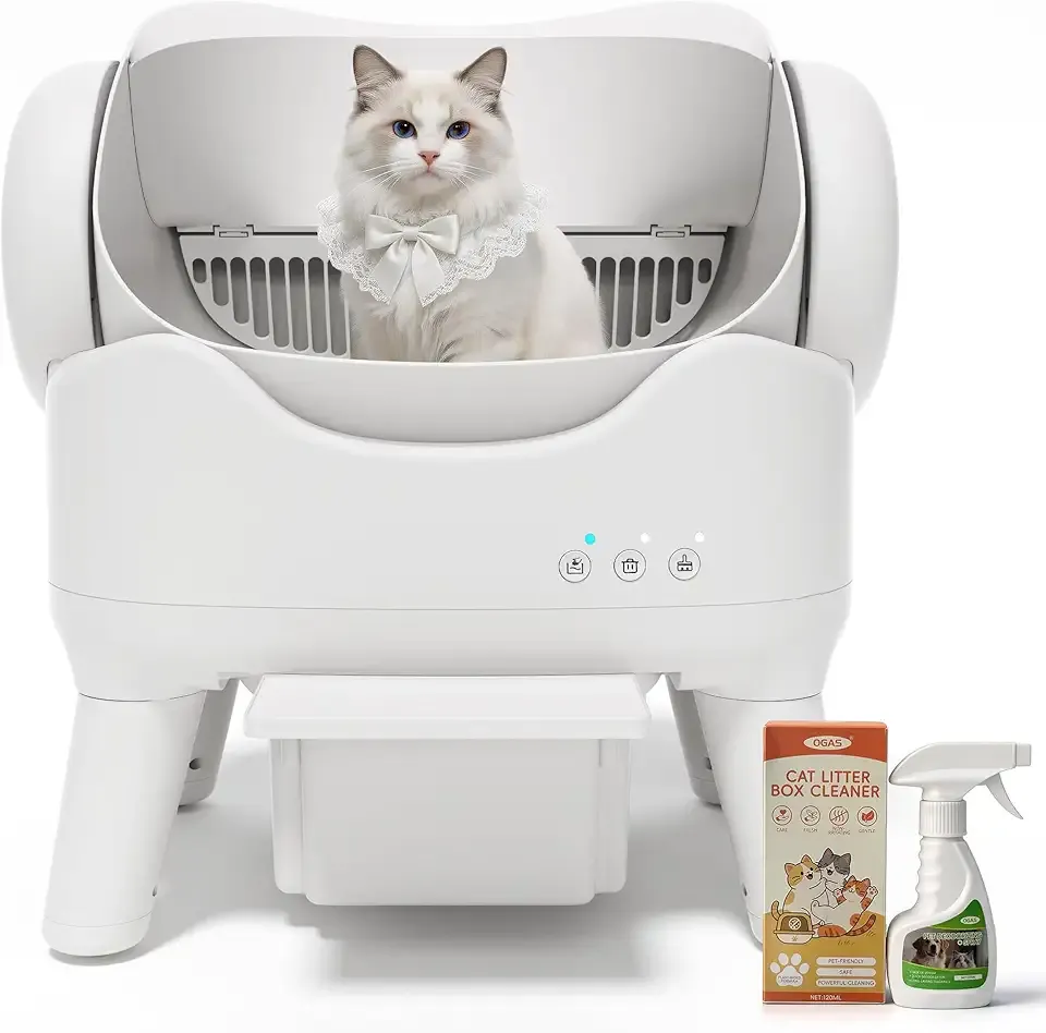 RPZ Automatic Self-Cleaning Cat Litter Box for Large Cats & Multi-Cat Homes, Smart Electric Auto Cleaning Litter Box with Litter Mat & 2 Cleaning Solutions, Ideal for Busy Homes & Apartments