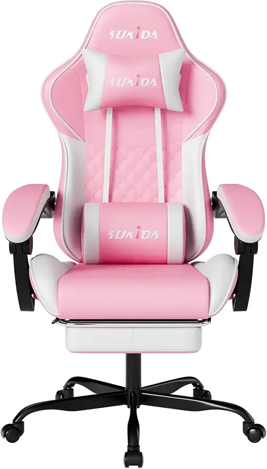 Ergonomic Video Gamer Chairs Gaming Computer Chairs Gamer Chairs for Adults Massage Lumbar Support Swivel Height Adjustable Headrest Backrest