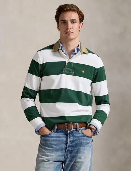 Knit-Rugby-Pullover Sweater Green