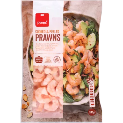 Pams Cooked and Peeled Prawns 300g