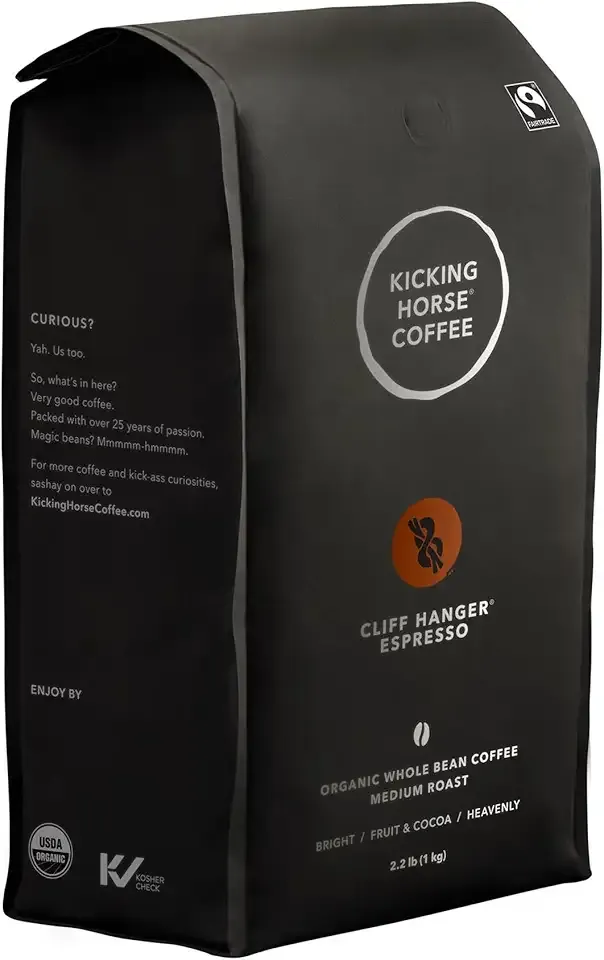 Kicking Horse Coffee, Cliff Hanger Espresso, Medium Roast, Whole Bean, 2.2 Pound - Certified Organic, Fairtrade, 35.2 Ounce