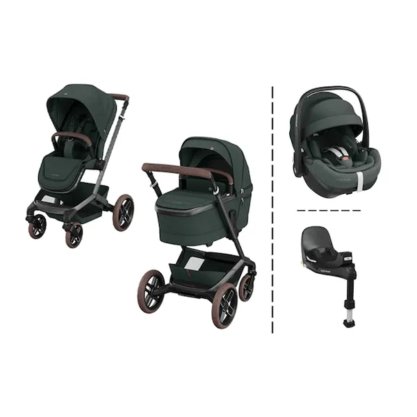 Maxi-Cosi | Fame Kombivogn Twillic Green + Pebble Pro Bilstol og Base 360 Pro