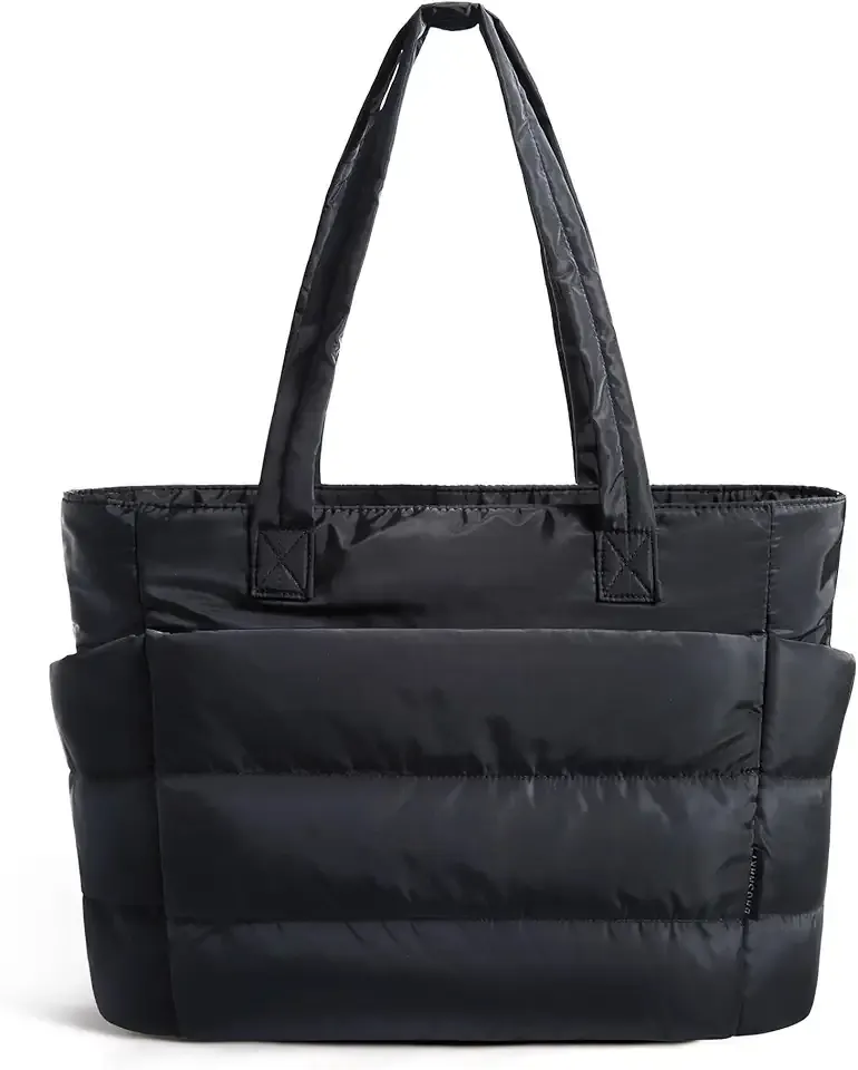 BAGSMART Puffy Tote Bag for Women, Lightweight Work Tote Handbag | 20L for 15.6" Laptop/ 18L for 15.6" Laptop, Quilted Shoulder Bag for Travel College Gym Daily