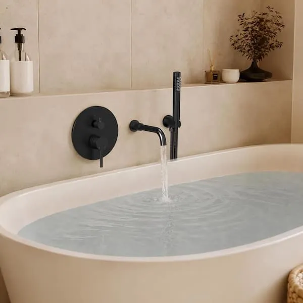EVERSTEIN Single Handle 2-​Spray Tub and Shower Faucet 2.​5 GPM in.​ Matte Black Valve Included
