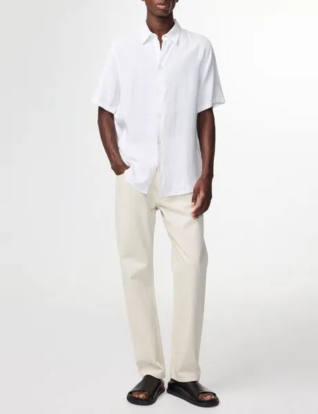 Enzo Short Sleeve Linen Shirt White