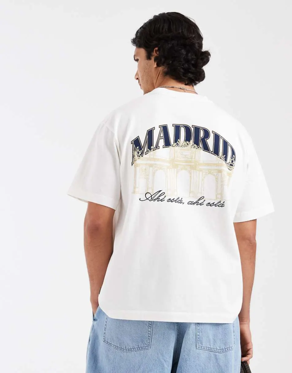 Pompeii Madrid location back print t-shirt in off white