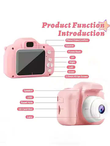 1080P Digital Camera with 2inch Screens and Rechargeable Battery, Supports 32Gb Tf Card; a Must-Have for Holidays, Summer Vacations, and Travel, and Is Also a Great Gift for Friends, Graduation Season, or Back-To-School Season.