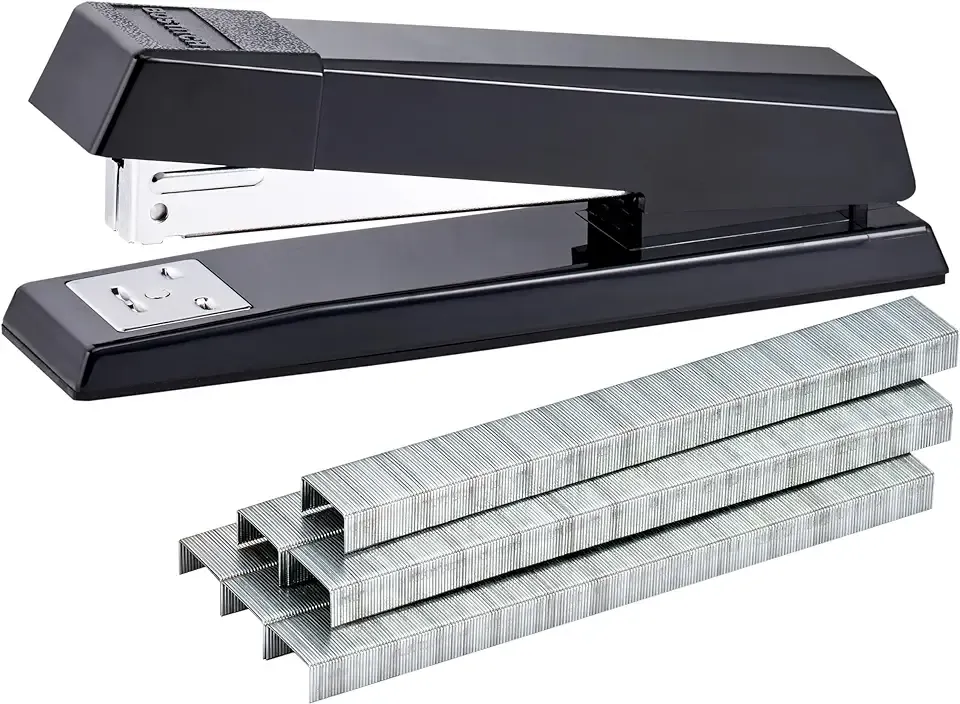Bostitch Office Stapler, No-Jam Premium for Desktop, Includes 1,250 Staples, Full-Strip, 25 Sheet Capacity, Black