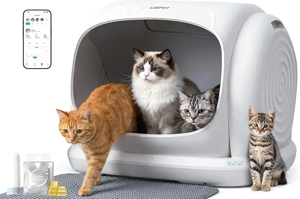 UBPET Self Cleaning Cat Litter Box, XXXL Automatic Litter Box for Multiple Cats, Weight Sensors Safety Protection, Smart APP Control, Odor Control, Works with Clumping/Bentonite Litter (XX-Large)