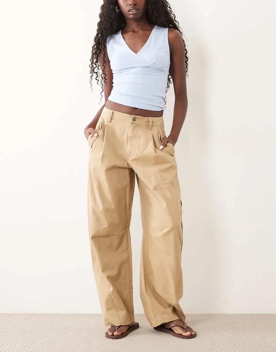 ASOS DESIGN casual utility trouser with pocket detail in dark stone